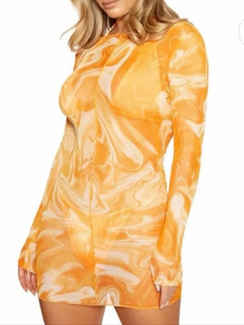NWT Naked Wardrobe Orange Dreamsicle Swim Coverup - Size Large